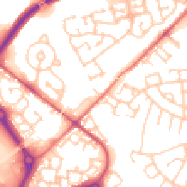 Daytime road noise heatmap for NE27 0RH