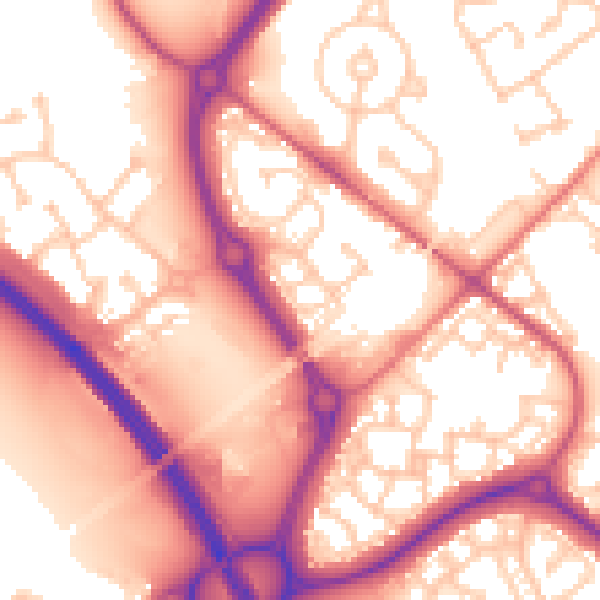 Daytime road noise heatmap for NE27 0RL
