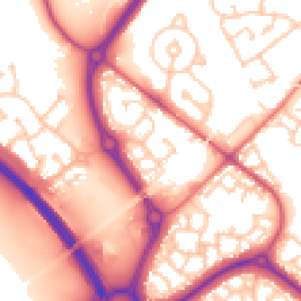 Daytime road noise heatmap for NE27 0RN