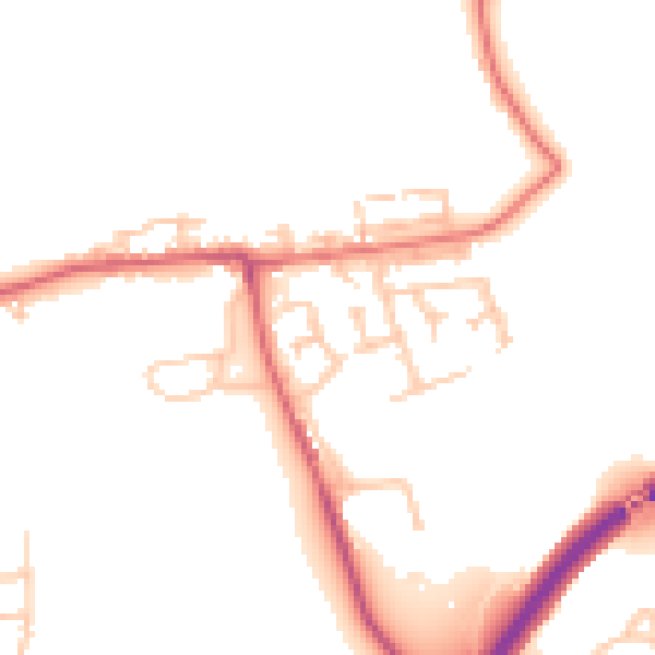 Daytime road noise heatmap for NE27 0SH