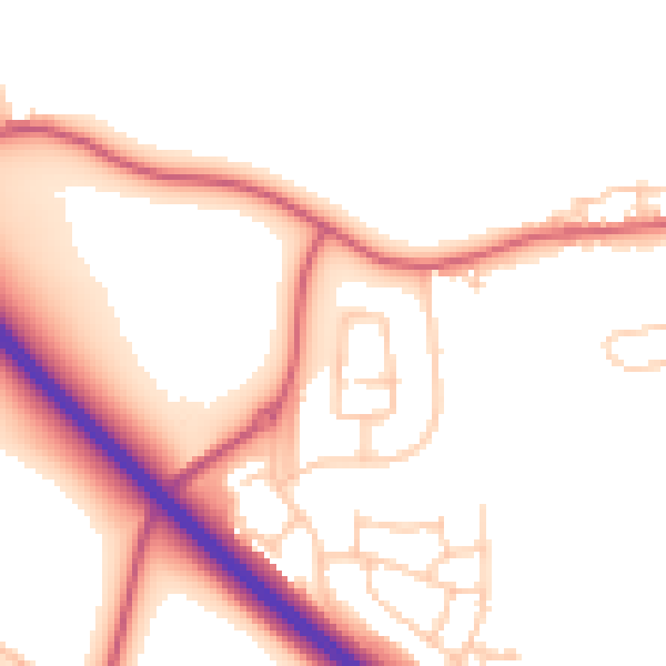 Daytime road noise heatmap for NE27 0SS
