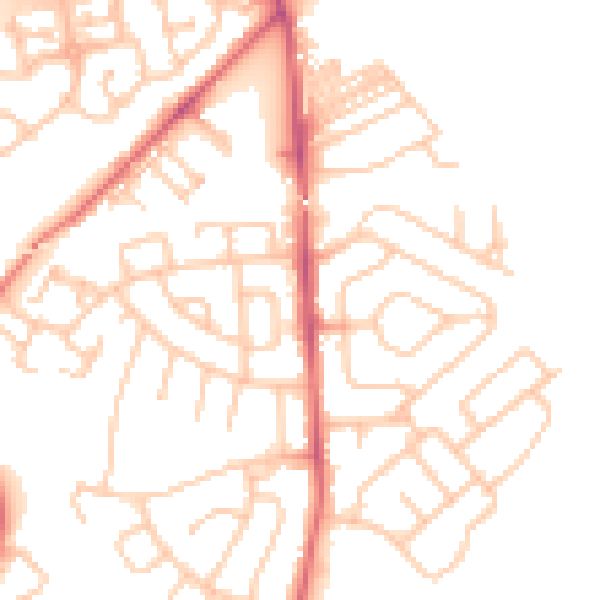 Daytime road noise heatmap for NE27 0TD