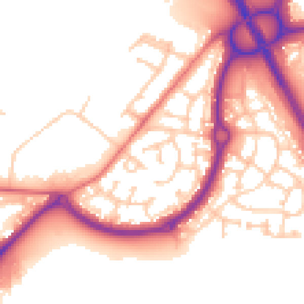 Daytime road noise heatmap for NE27 0UP