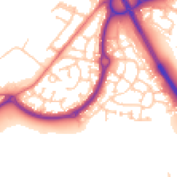 Daytime road noise heatmap for NE27 0UT