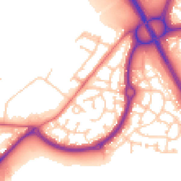 Daytime road noise heatmap for NE27 0UX