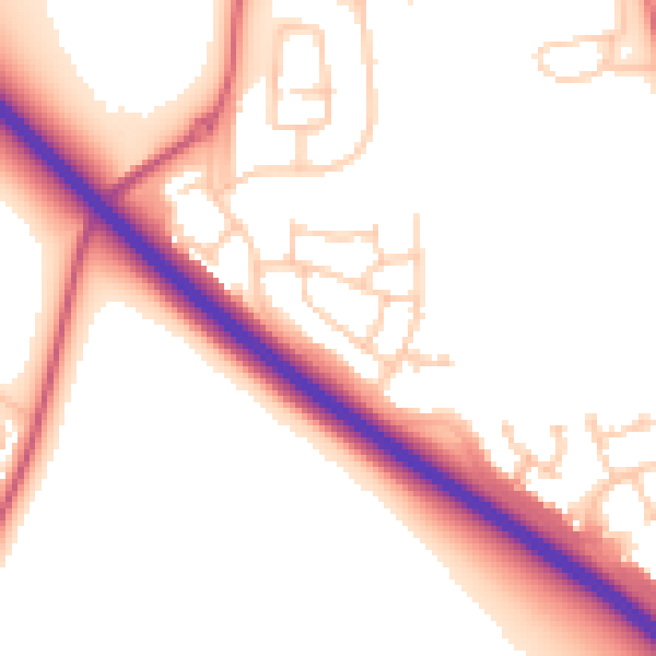 Daytime road noise heatmap for NE27 0XG