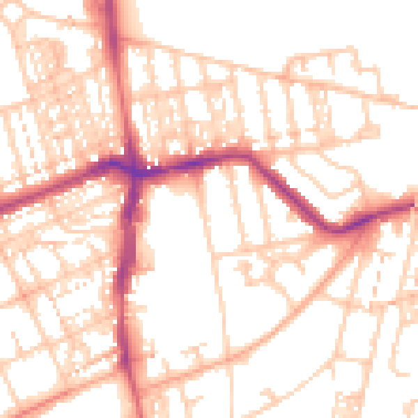 Daytime road noise heatmap for NE3 1AD