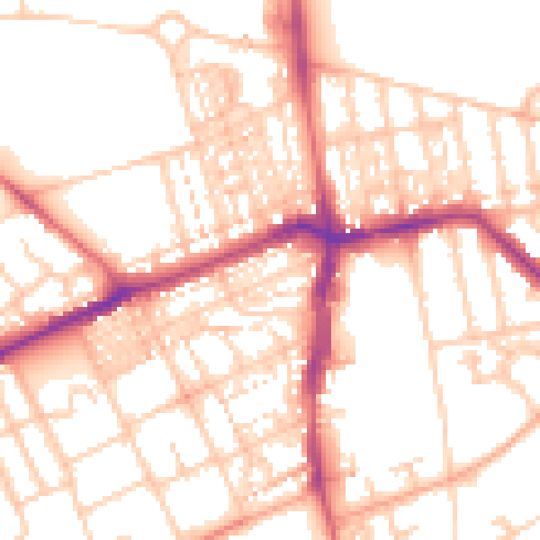 Daytime road noise heatmap for NE3 1DD