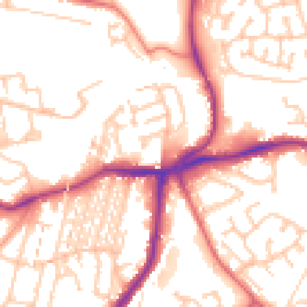 Daytime road noise heatmap for NE3 1DG