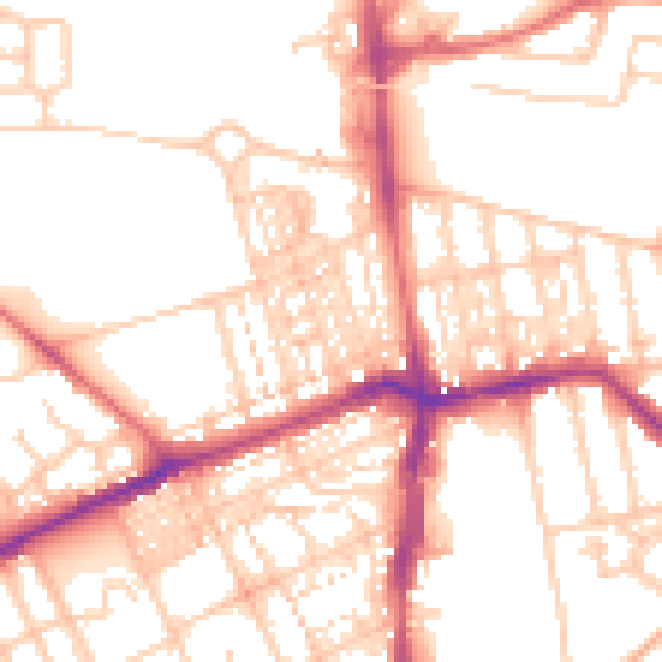 Daytime road noise heatmap for NE3 1DL