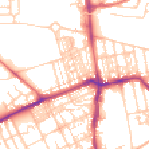 Daytime road noise heatmap for NE3 1DT