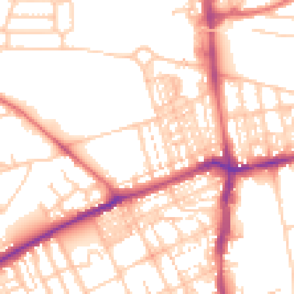 Daytime road noise heatmap for NE3 1EB