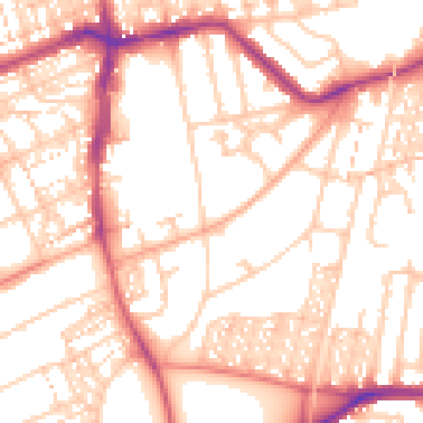 Daytime road noise heatmap for NE3 1NX
