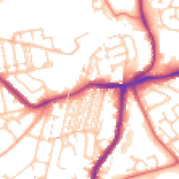 Daytime road noise heatmap for NE3 1PP