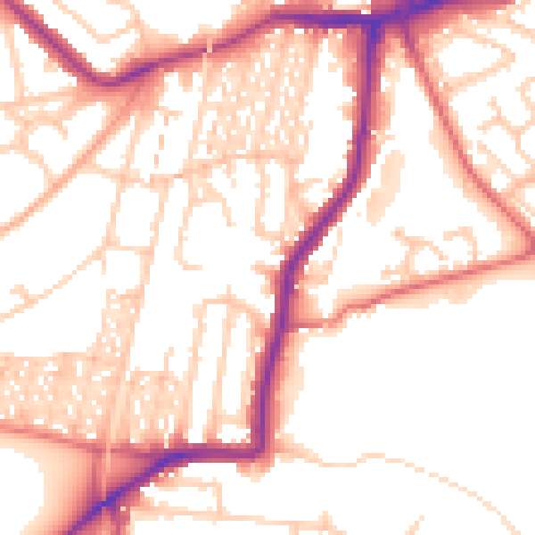 Daytime road noise heatmap for NE3 1QR