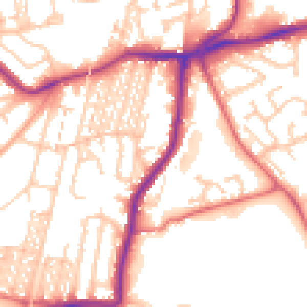 Daytime road noise heatmap for NE3 1QT