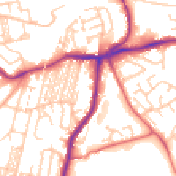 Daytime road noise heatmap for NE3 1QY