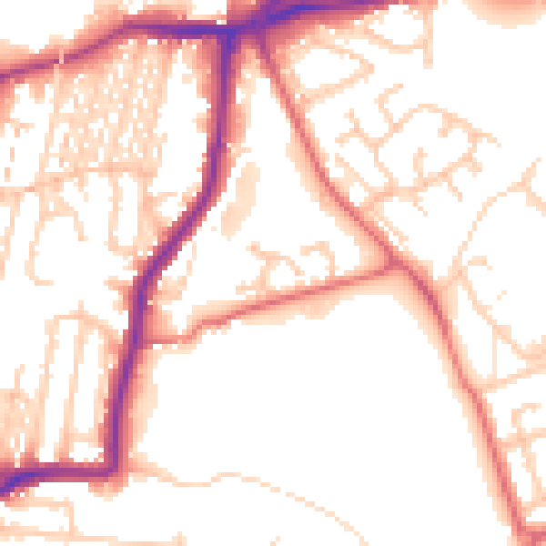 Daytime road noise heatmap for NE3 1RQ