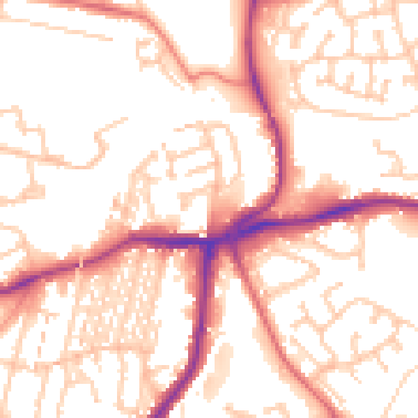 Daytime road noise heatmap for NE3 1SD