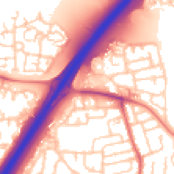 Daytime road noise heatmap for NE3 2BX