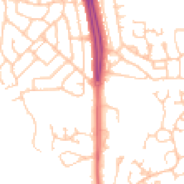 Daytime road noise heatmap for NE3 2EB