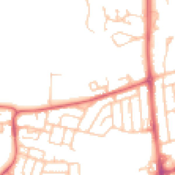 Daytime road noise heatmap for NE3 2JB