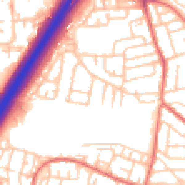 Daytime road noise heatmap for NE3 2PU