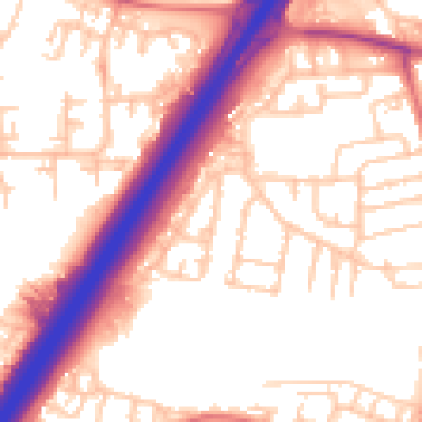 Daytime road noise heatmap for NE3 2QQ