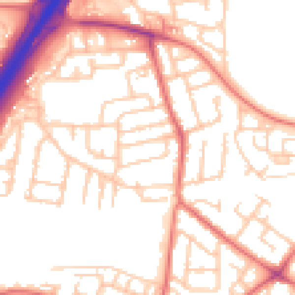 Daytime road noise heatmap for NE3 2RX