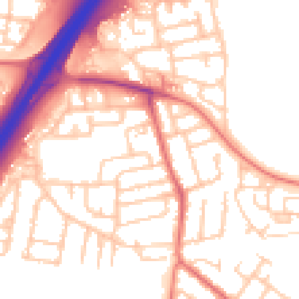 Daytime road noise heatmap for NE3 2SJ