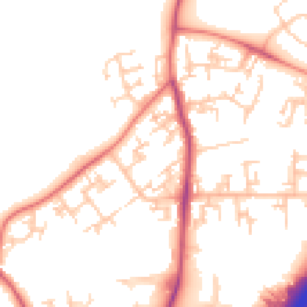 Daytime road noise heatmap for NE3 2UQ