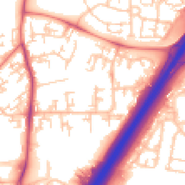 Daytime road noise heatmap for NE3 2YF