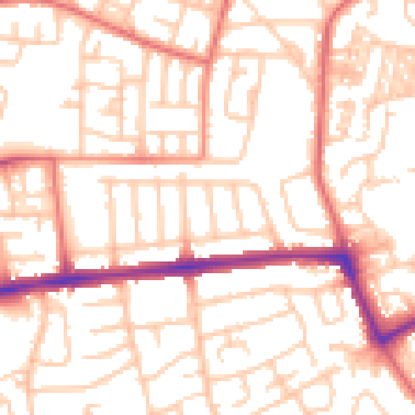 Daytime road noise heatmap for NE3 3DL