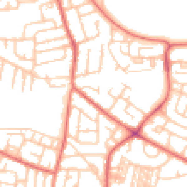 Daytime road noise heatmap for NE3 3DZ