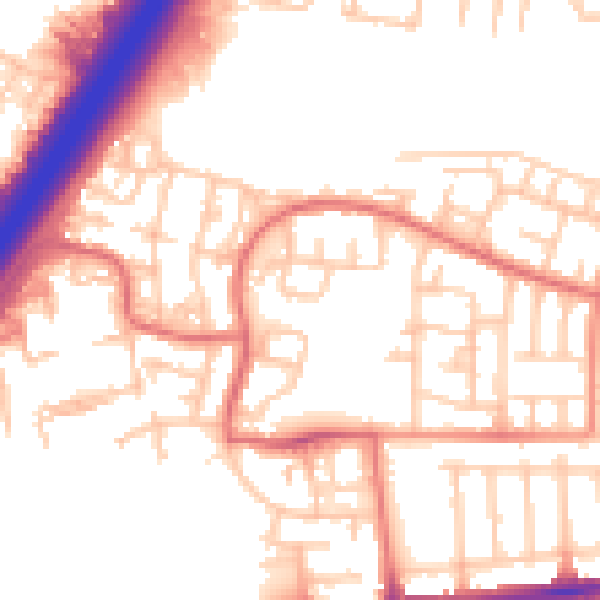Daytime road noise heatmap for NE3 3LL