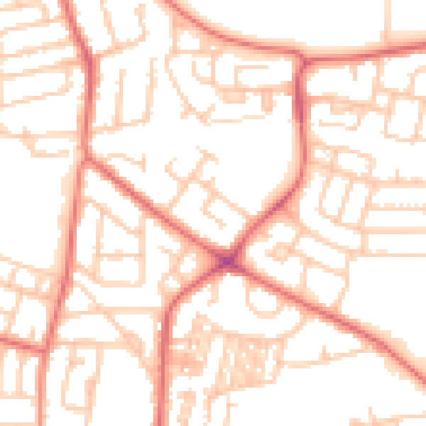 Daytime road noise heatmap for NE3 3PD