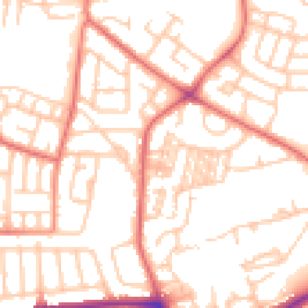Daytime road noise heatmap for NE3 3XL
