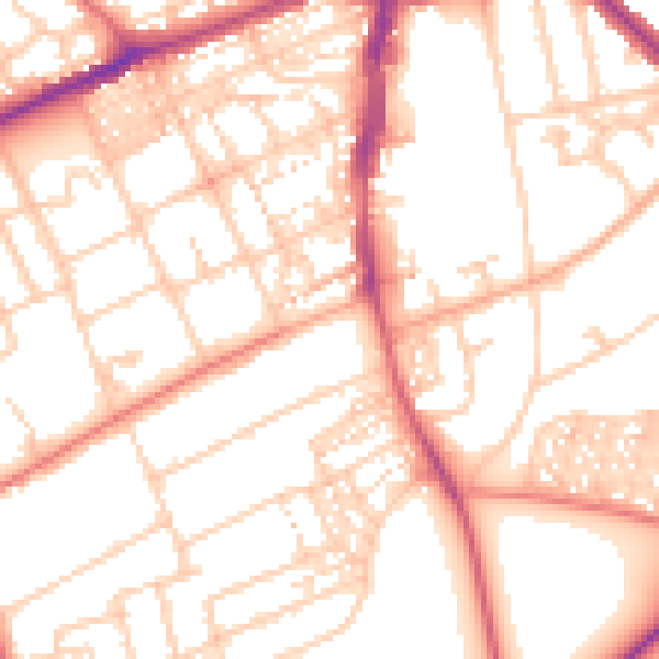 Daytime road noise heatmap for NE3 4AY