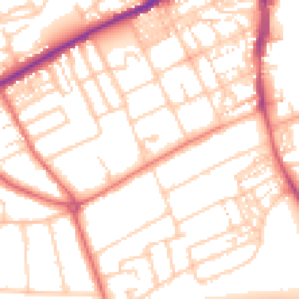 Daytime road noise heatmap for NE3 4BL