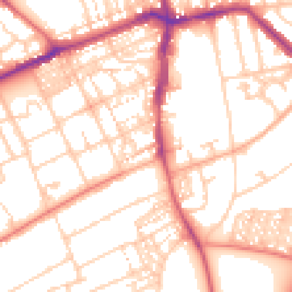 Daytime road noise heatmap for NE3 4DJ