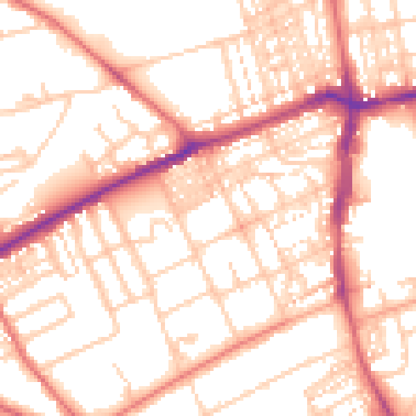 Daytime road noise heatmap for NE3 4HD