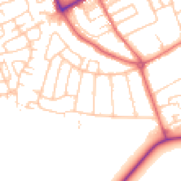Daytime road noise heatmap for NE3 4JQ