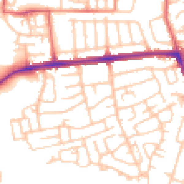 Daytime road noise heatmap for NE3 4LL