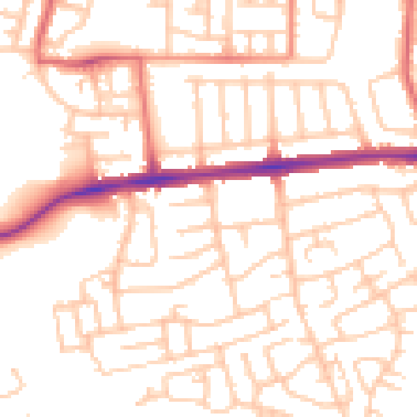 Daytime road noise heatmap for NE3 4LN