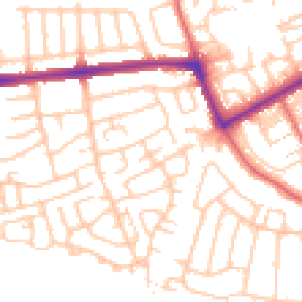 Daytime road noise heatmap for NE3 4PX