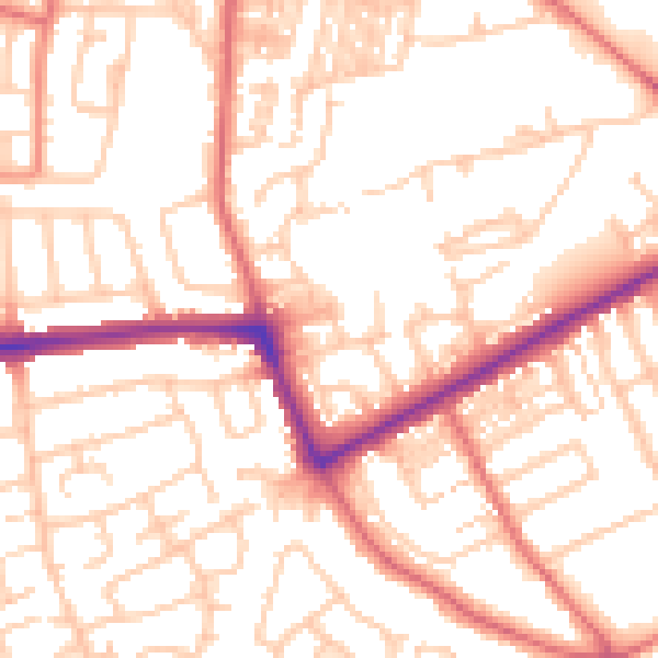 Daytime road noise heatmap for NE3 4RW