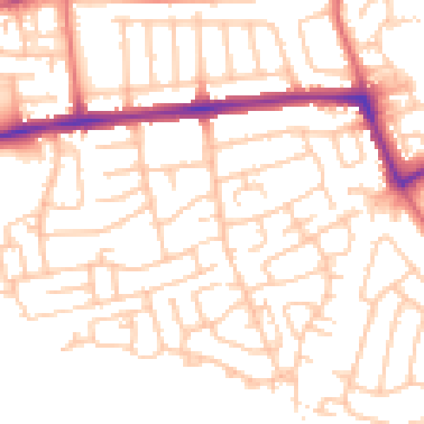 Daytime road noise heatmap for NE3 4SR