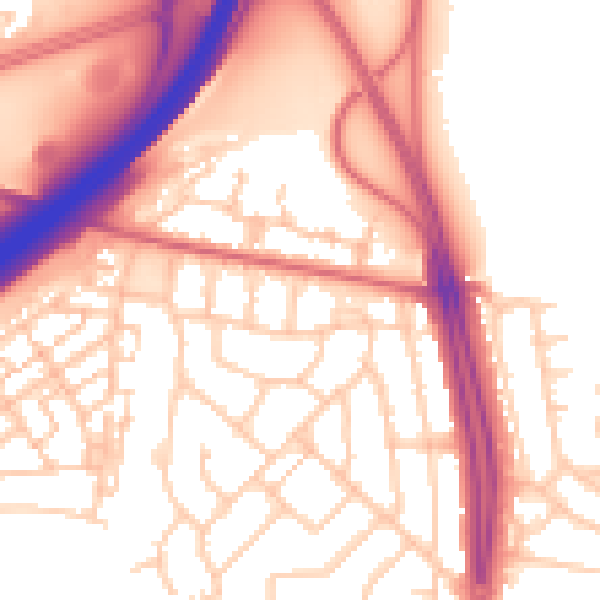 Daytime road noise heatmap for NE3 5NU