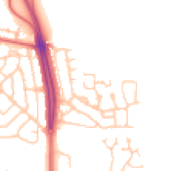 Daytime road noise heatmap for NE3 5PH