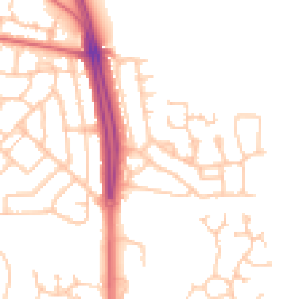 Daytime road noise heatmap for NE3 5TD